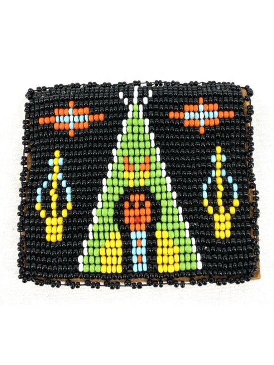 Handbags - Native American Coin Purse Hand Beaded Leather Pouch Tipi 2.5" x 3"